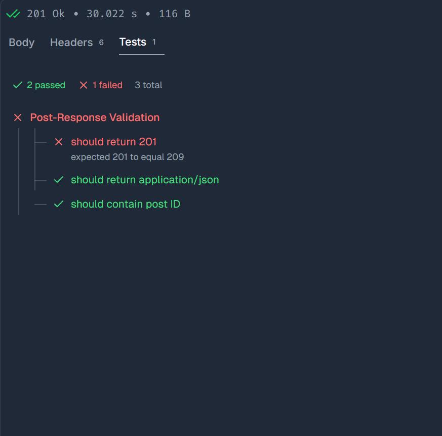 Test Results - Assertion results display